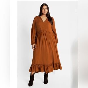 NWT, City Chic, Alena Masala (Burnt Orange) Maxi Dress, Sz. 24W (3x)